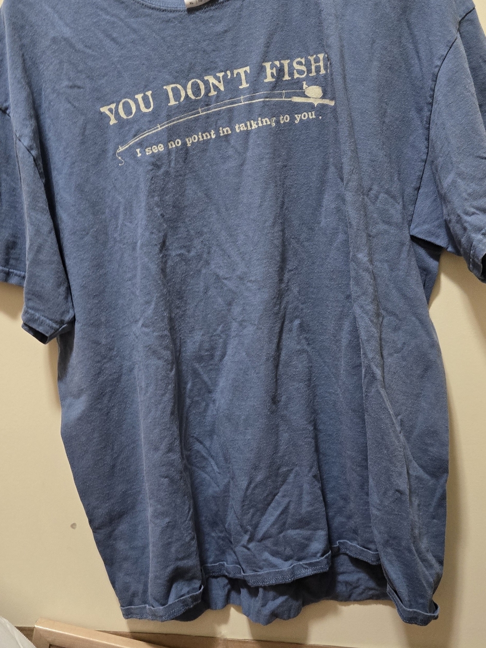 Gildan Blue 'You Don't Fish' Graphic Short Sleeve Tee